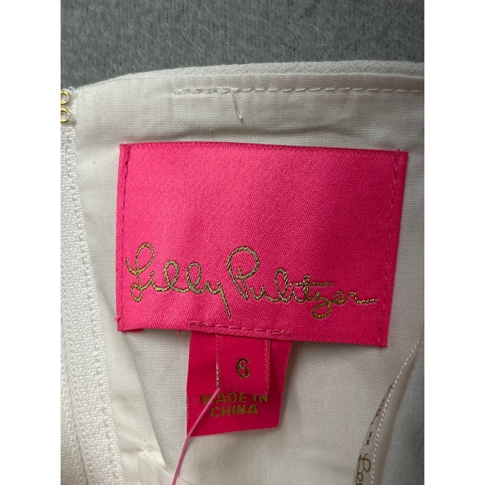 Lilly Pulitzer White Strapless Sweetheart Pleated Cocktail‎ Dress 012393 Size 6 - Picture 2 of 15